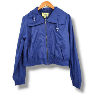 Vintage Maralyn & Me Girls Full Zip Spread Collar Windbreaker Jacket Purple Blue